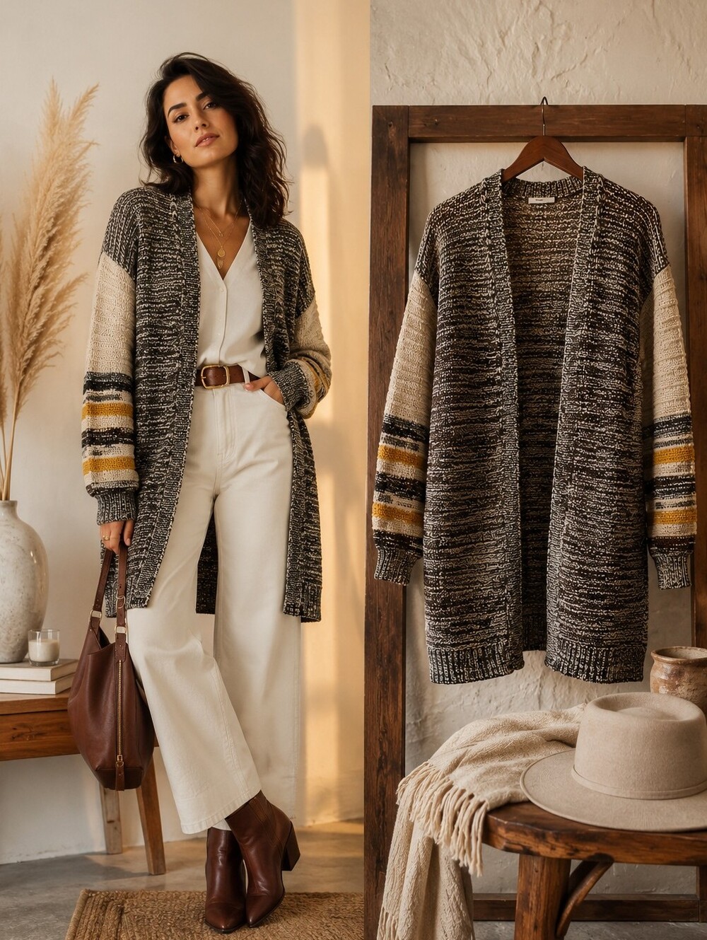 Dreamy Bonnie & Bill Mohair Silk Blend Cardigan M | Boho Luxe Longline Layer
